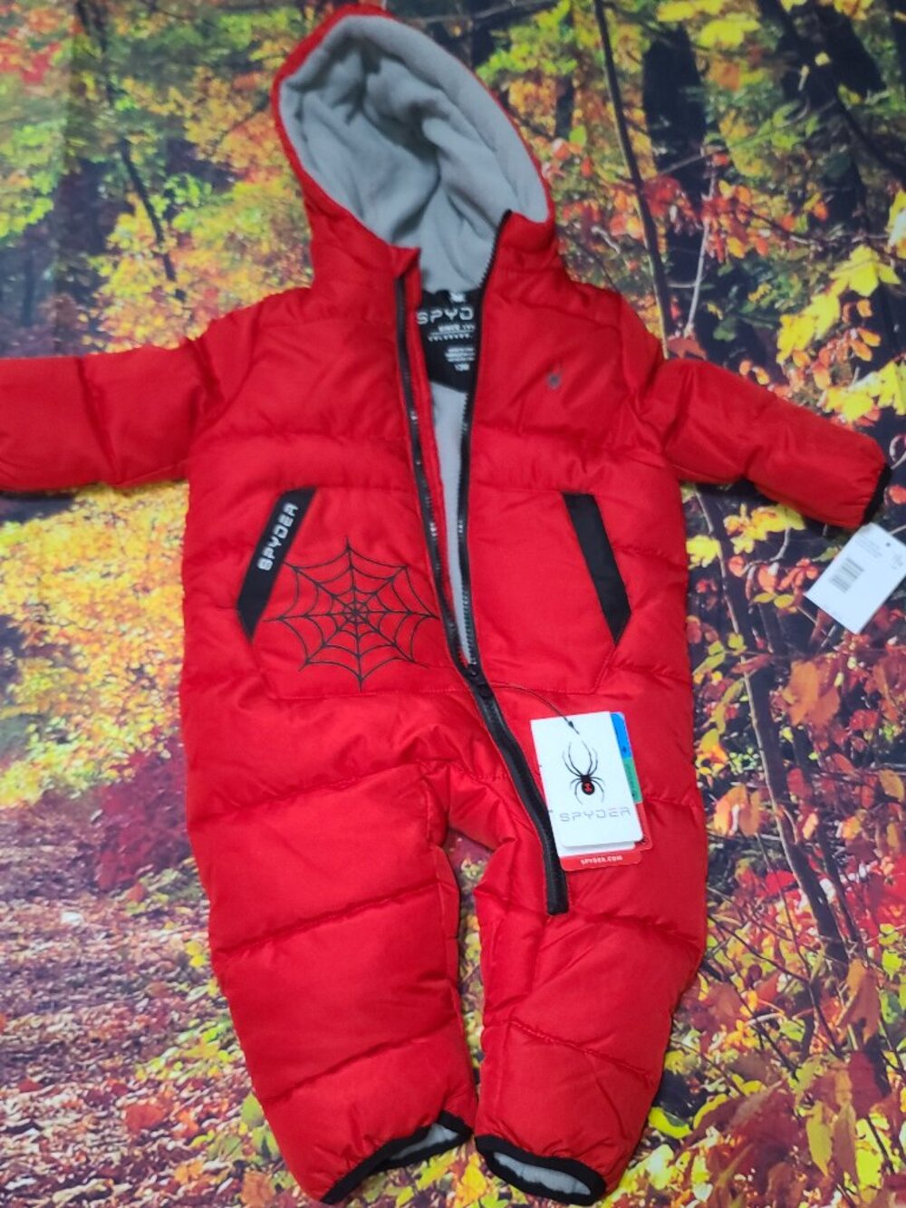 Spyder Toddler Snow Suit - Fleece Lined Zip Baby Snowsuit with hood 12 M NWT